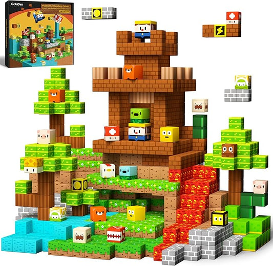 GobiDex 100PCS Magnetic Blocks Kids Building Toys for Boys Girls 3+, Game-Based Build MagWonder with Magnet Construction Toys, STEM Sensory Gift for Birthday (1 inch)