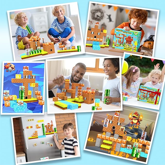 Magnetic Blocks- Magnetic Building Blocks Magnet Cube Toys Stacking, Build Forest Toys & Games Set, STEM Sensory Play, Birthday Giftsfor Kids Boys Girls Age 3 4 5 6 7 8 9 10 (54pcs 1inch)
