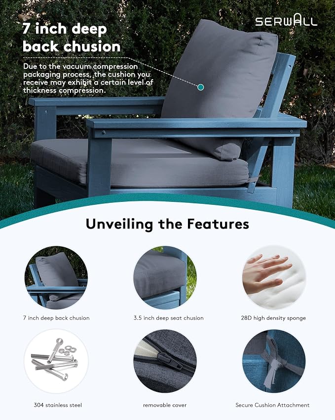 SERWALL HDPE Patio Sofa Set, 3-piece Sectional Outdoor Furniture Set, All - Image 4