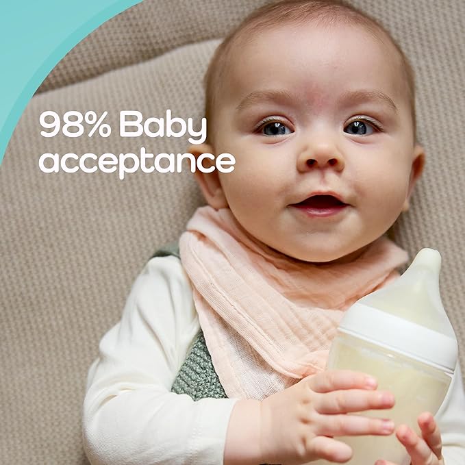 NUK Perfect Match 2-in-1 Natural and Anti-Colic Bottle with Medium Flow, Wide, Adaptable Nipple, 8oz., 4 Pack, BPA Free