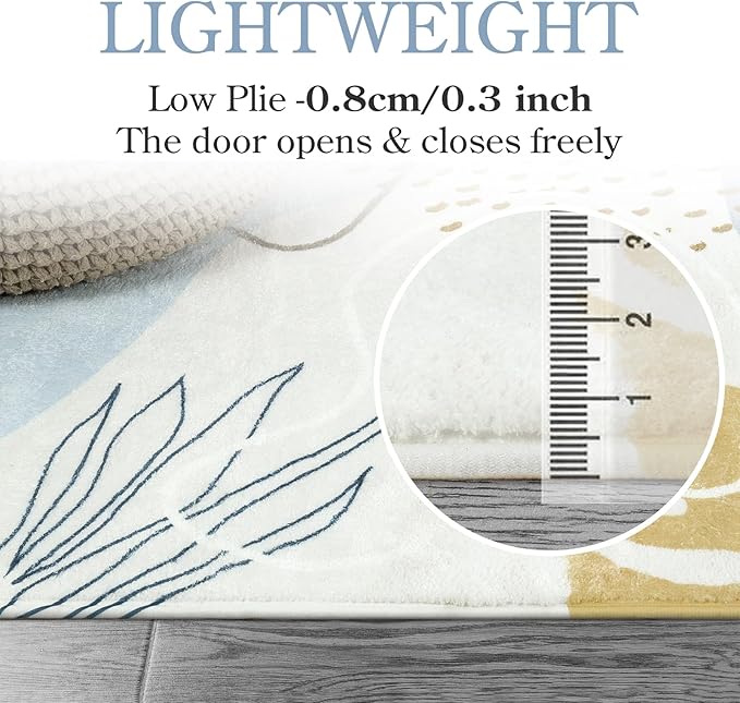 Lahome Boho Blue Area Rug for Living Room - 5x7 Rug Machine Washable Non-Slip Soft Bedroom Rugs Ultra-Thin Large Rug for Dining Room, Botanical Print Indoor Modern Rug for Classroom Nursery Office