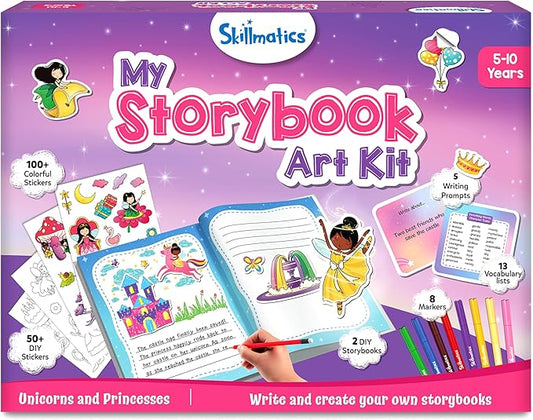 Skillmatics Storybook Art Kit - Create Fairytale Stories, DIY Craft & Writing Kit with 300+ Stickers, Scrapbooking & Journal Activity, Gifts for Kids Ages 5, 6, 7, 8, 9, 10