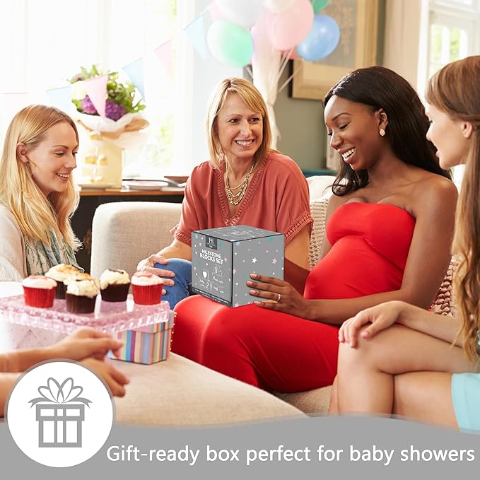 Pink Baby Monthly Milestone Blocks with Bag. Baby Age Blocks for Girl or Boy Baby Photo Props and Baby Shower. Month Baby Milestone Blocks with Grammatically Correct Month and Year