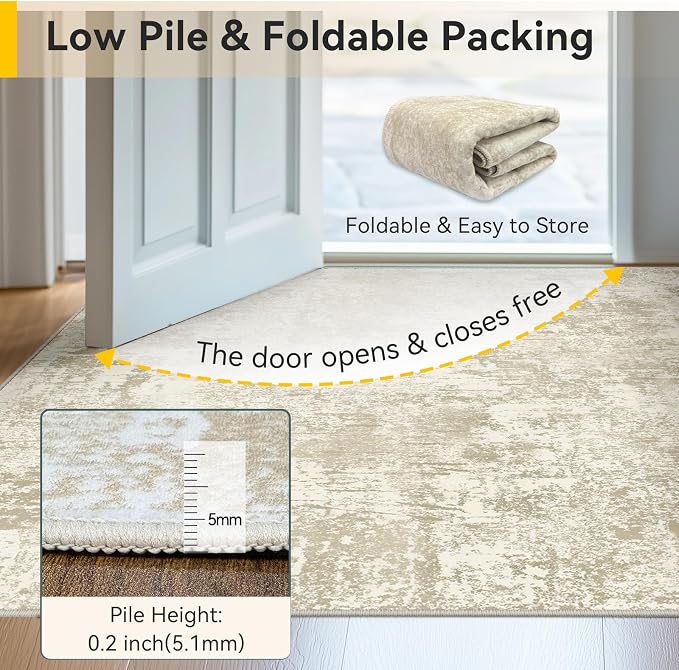 RELEANY Washable Area Rugs 9'x12' Non-Slip Modern Abstract Soft - Image 7