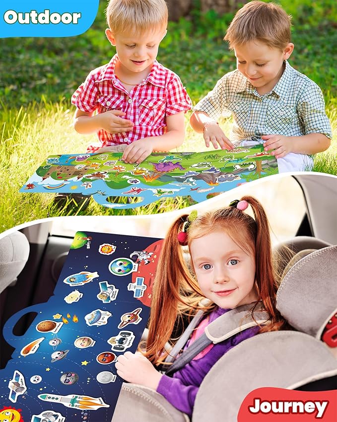 Reusable Sticker Book for Toddlers 2-4 Years, Stickers for Kids, Toddler Sticker Book Ages 1-3, Toddler Craft Activities, Toddlers Travel Toys Ages 2+ Boy Girl Birthday Gifts