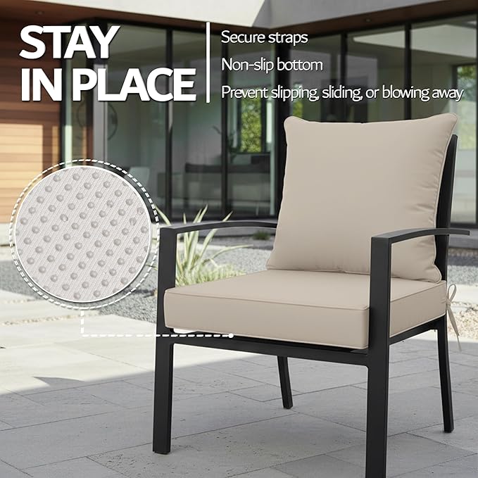 24x24 Inch Outdoor Chair Cushions Set of 2, Patio Furniture Cushions - Image 5