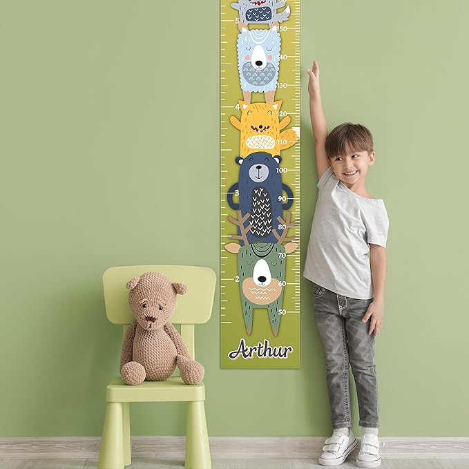 Personalized Kids Growth Chart - 12 Designs, 13oz Vinyl Height Measurement ft. cm, inches Chart for Toddlers - Ruler for Kids