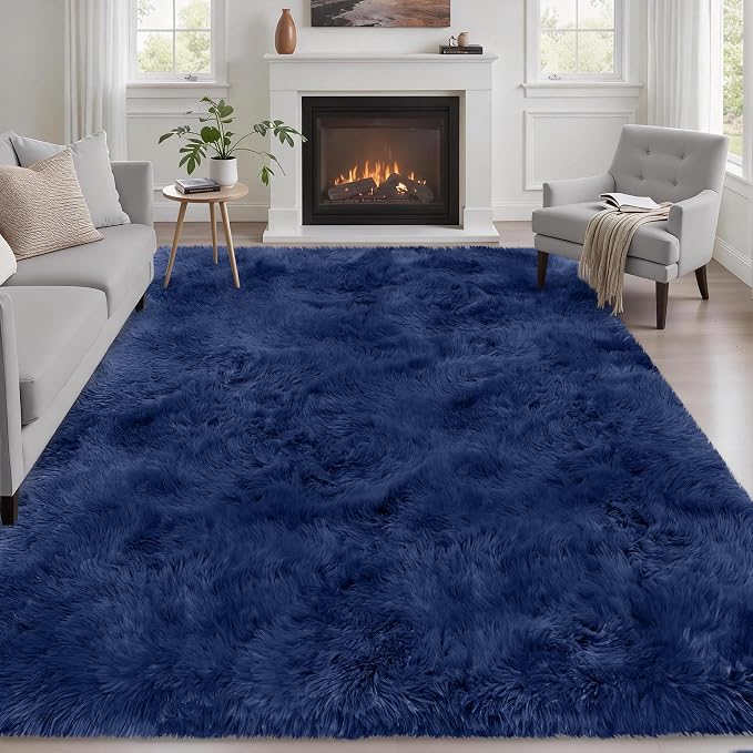 Fluffy 4x6 Area Rugs for Living Room Bedroom: Ultra Soft Shag Rug Non-Slip by Luxturiy