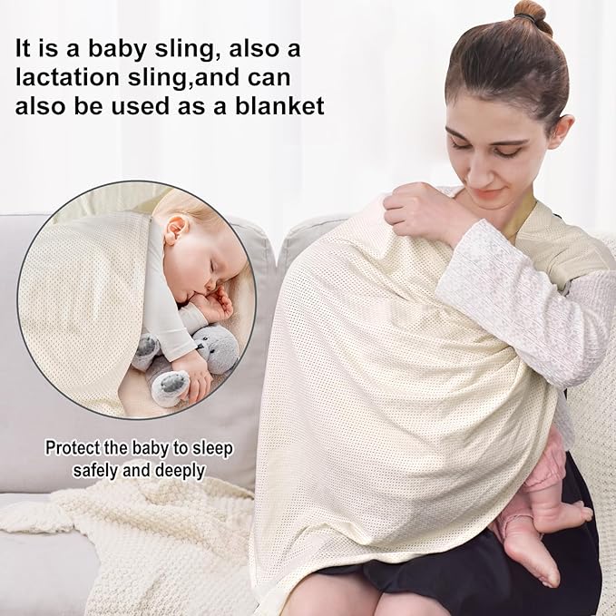 Water Ring Sling Baby Carrier, Adjustable Lightweight Breathable Newborn Carrier Sling for Summer, Swimming, Pool, Beach, Front Chest Mesh Infant Wrap Carrier for Baby Gift （ Beige