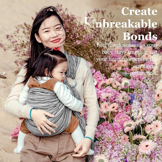 Ring Sling Baby Carrier, Soft Cotton Baby Sling Carrier Newborn to Toddler, Baby Wrap Carrier for Plus Size Parents, Perfect Shower Gift, Rock