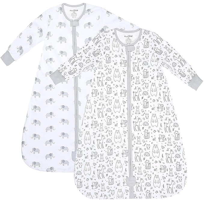 Mama Cheetah Baby Sleep Sack with Sleeves, 0.5 TOG Organic Cotton Wearable Blanket and Two-Way Zipper, Swaddle Transition Long Sleeve Sleeping Bag for Newborn Infant Toddler, 0-6 Months