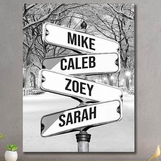 Personalized Father's Day Family Names Street Custom Multi-Name Date of Birth Vintage Street Sign Happy Fathers Day Poster Canvas Wall Art Best Gifts for Dad Husband from Daughter Son Wife Kids #16
