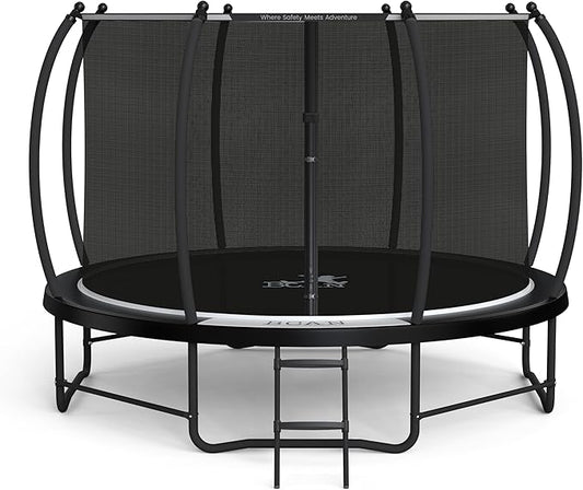 BCAN 8FT 10FT 12FT 14FT 15FT 16FT Recreational Trampoline with Enclosure for Kids Adults, ASTM Approved, Outdoor Trampolines with Ladder for Kids