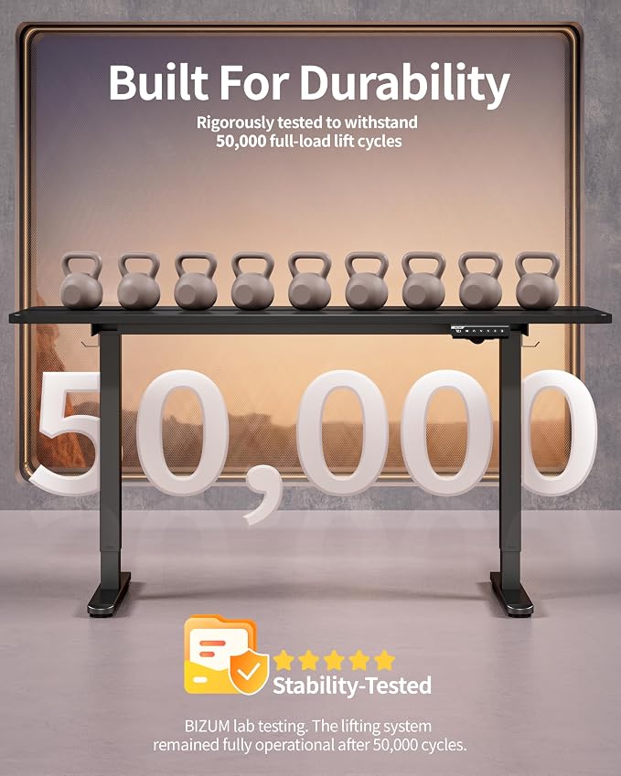 BIZUM Electric Standing Desk 63 x 24 Inch Computer Desk-Gaming Desk Black Home - Image 8