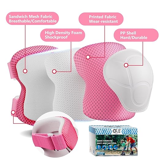 Knee Pads for Kids Knee Pads and Elbow Pads Toddler Protective Gear Set Kids Elbow Pads and Knee Pads for Girls Boys with Wrist Guards 3 in 1 for Skating Cycling Bike Rollerblading Scooter [Upgraded]