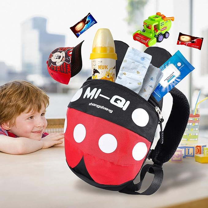 CZSYZCZS Toddlers Leash + Anti Lost Wrist Link Child Kids Safety Harness Kids Walking Wristband Assistant Strap Belt (black red)