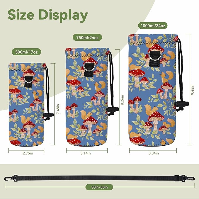 Neoprene Water Bottle Carrier Bag with Adjustable Shoulder Strap for Men Women Walking Hiking,Portable Insulated Holder Case for Stainless Steel/Glass/Plastic Bottles