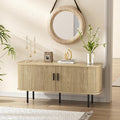 55''W Natural Storage Cabinet, Media Console, Tambour TV Stand, Television by FiveWillowise