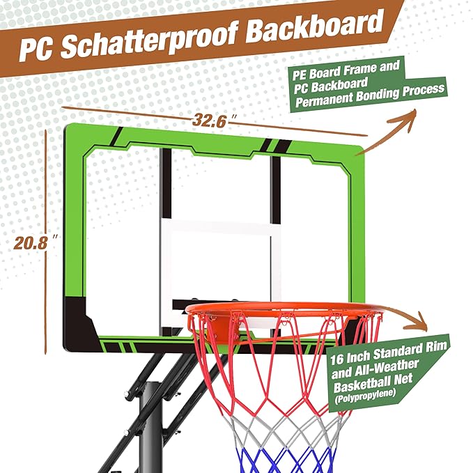Mayfire Kids Basketball Hoop Adjustable Height 4-8.5 FT, Portable Basketball Goal System with 33'' Shatterproof Backboard for Kids Youth Teens in Driveway, Backyard, Outdoor Play