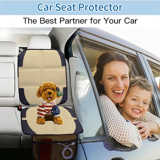 Car Seat Protector for Child Car Seat, 2 Pack Baby Car Seat Covers with Mesh Pockets & Non-Slip Backing 600D Durable Seat Protector