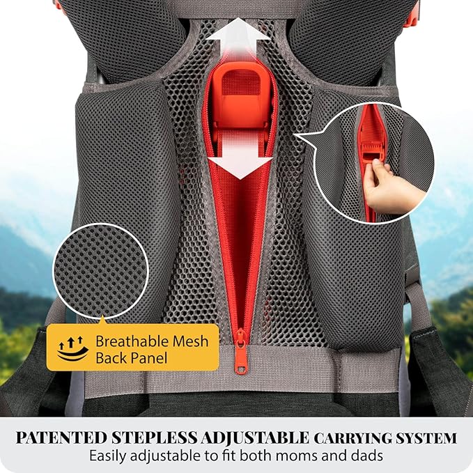 WIPHA Baby Backpack Carrier, Upgraded Carrying System Toddler Hiking Backpacks Carrier, Ergonomic Pro Baby Carrier Backpack with Safety Seat