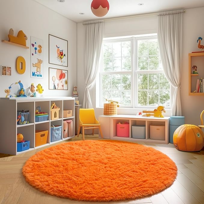 Amdrebio Orange Round Circle Rug 5Ft - Image 3