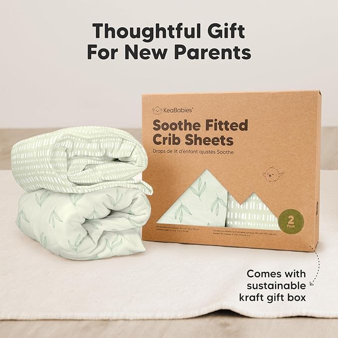 KeaBabies 2-Pack Organic Crib Sheets for Boys, Girls - 52x28 Fitted Crib Mattress Sheet Neutral, Breathable Jersey Cotton Cover for Baby Bed, Toddler Mattress, Soft & Cute Prints (Fleur)