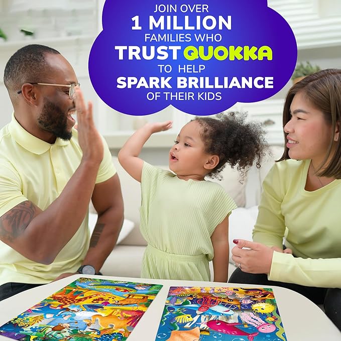 QUOKKA Puzzles for Kids Ages 4-6 – 4 x 48 Pieces Jigsaw Puzzles for Toddlers 3-5 – Toy for Learning Insects, African, Ocean Animals – Educational Game for Boy and Girl 2-4 Year Old - Improved Version