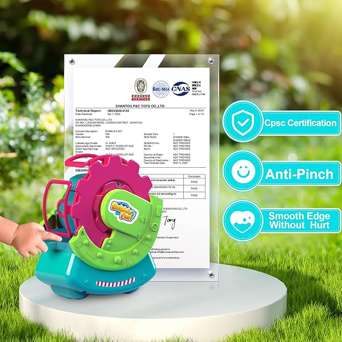 Bubble Machine for Toddlers Kids & Pets, with 8oz Safe Solution, Extra Large & Bubbles in Bubble Maker, Children & Pets Dog Toys Gift, Indoor/Outdoor Birthday Wedding Party Bubble Blower