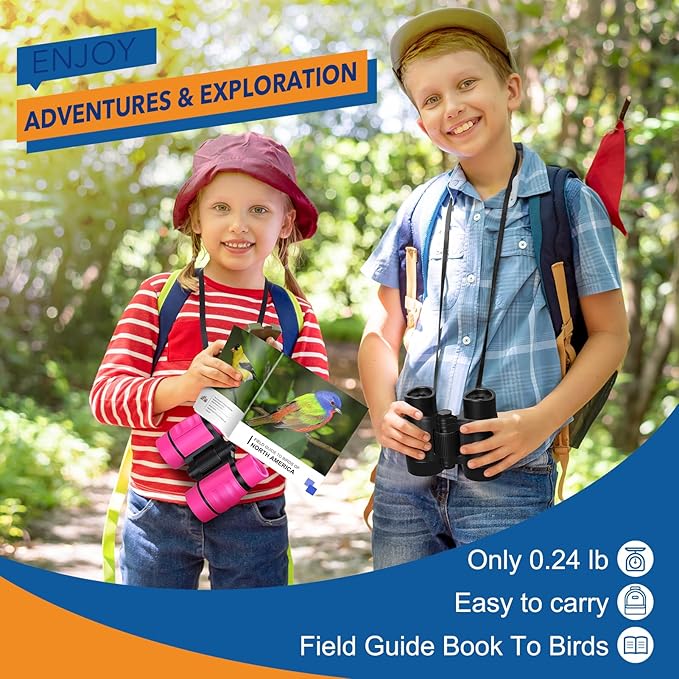 Boy Toys Ages 3-8: Kids Binoculars with Bird Watching Manual 4 5 6 7 8 Year Old Boys Girls Easter Birthday Gifts Outdoor Travel Binoculars Toy for Kid Age 4-6 Toddler Camping|Hiking Toys