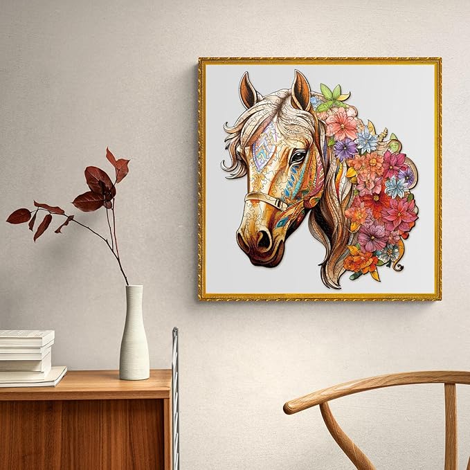 Wooden Puzzles for Adults, Wooden Horse Puzzles, 270 Pieces Puzzles for Adults, Birthday Gifts for Puzzle Lover, Family Puzzle Game (L-13.4 * 13in)