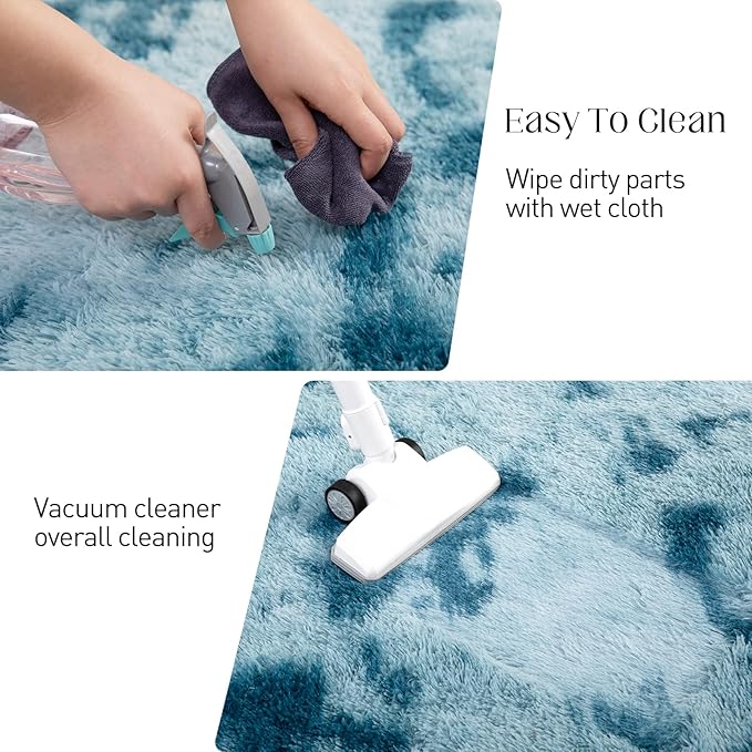 Luxury Area Rug, 6x9 Rugs for Living Room, Ultra Soft Rugs for Bedroom, Non-Slip Indoor Carpet for Nursery, Kids Room, Playroom, Home Decor, Tie-Dyed Blue