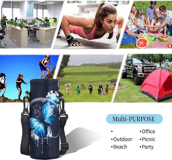 AUPET Water Bottle Bag Carrier,24oz/32oz Insulated Neoprene bottle Sling Holder Case Pouch Cover for 1000ML/750ML Bottles with Shoulder Strap for walking
