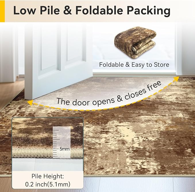 RELEANY Washable Area Rugs 2'x10' Non-Slip Modern Abstract Soft - Image 8