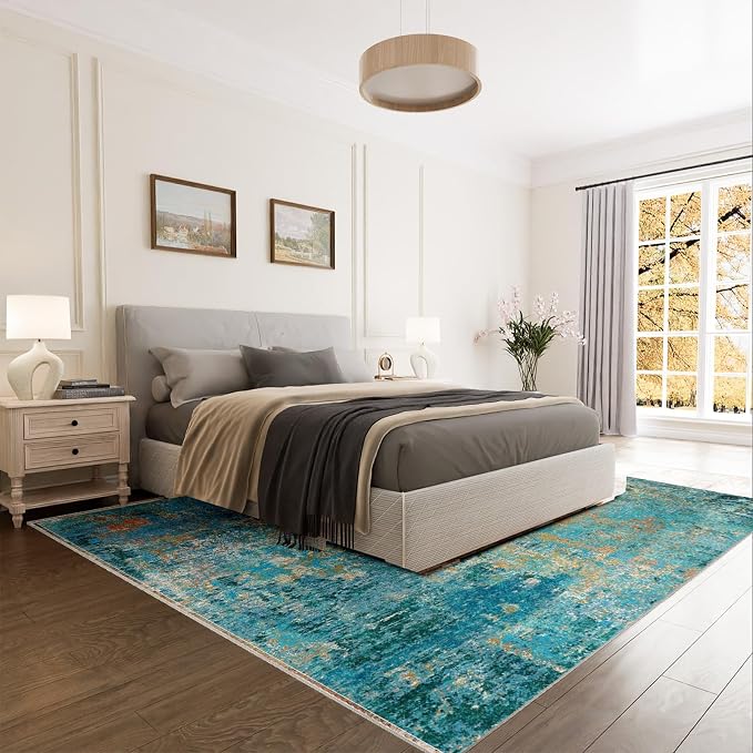 RELEANY Washable Area Rugs 8'x10' Non-Slip Modern Abstract Soft - Image 9
