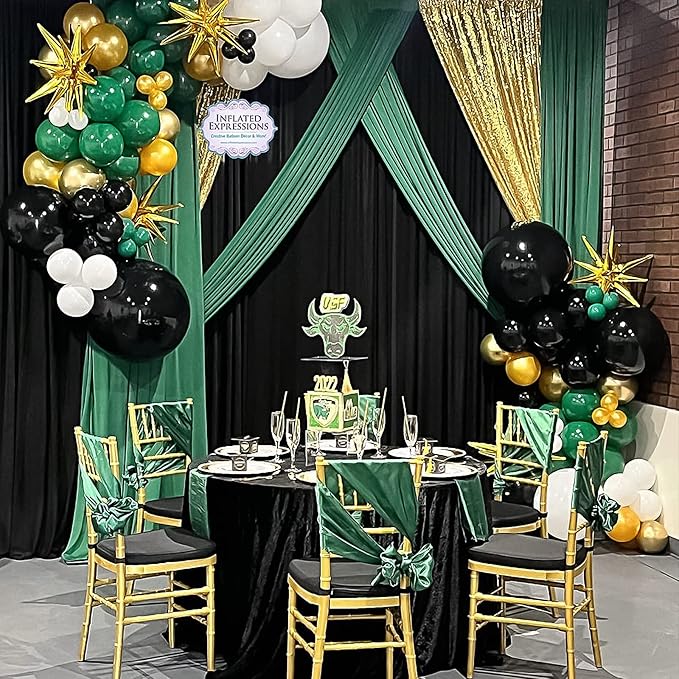 RUBFAC 129pcs Dark Green Balloons Different Sizes 18 12 10 5 Inches Emerald Green Latex Balloon Garland Arch for Masquerade Party Decorations Birthday Baby Shower Wedding Safari Jungle Party Supplies