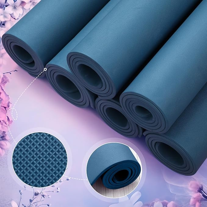 Timgle 6 Pcs 10mm Thick Yoga Mat Bulk, 68 x 24 Inches, Anti-Slip Tear-Resistant Exercise Mat for Adult Fitness, Stretching, Workout and Studio