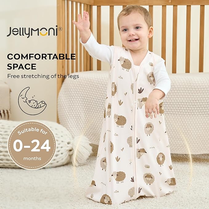 JELLYMONI Baby Sleep Sack 12-18 Months Wearable Blanket for Baby, 100% Cotton 2 Pack Infant Toddler Sleeping Sack Lightweight Soft 2-Way Zipper Sleepsack