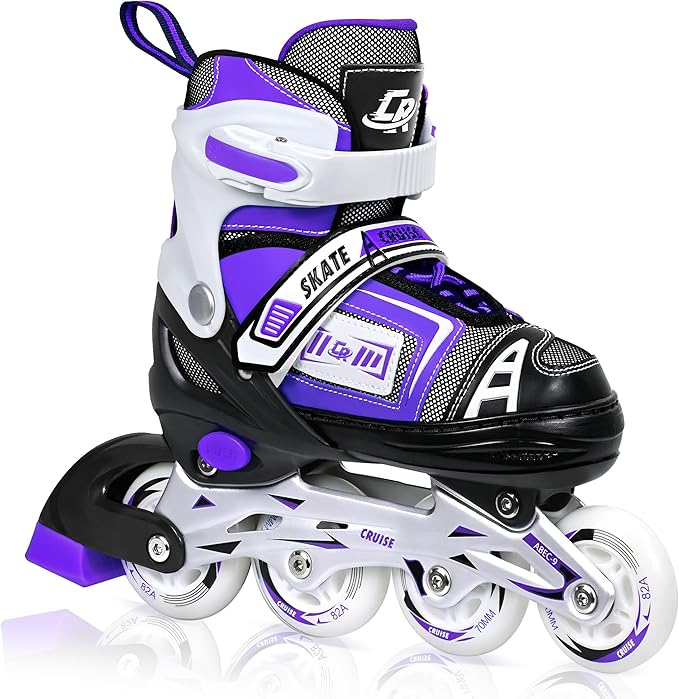 Adjustable Inline Skates for Kids, Teens, and Adults – ABEC-7 Bearings, PU Wheels, Comfortable Fit, for Indoor and Outdoor Skating