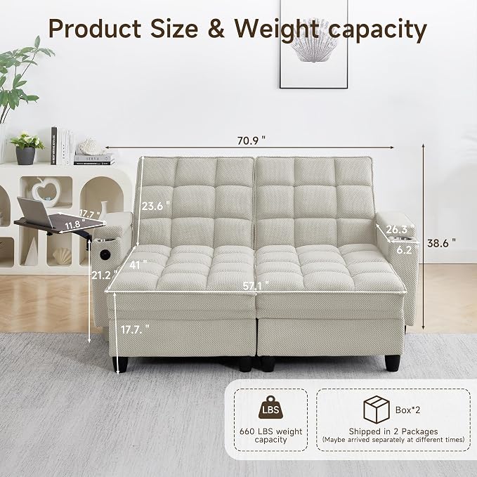 Auvsoce 71" Loveseat Recliner Chair - Image 2