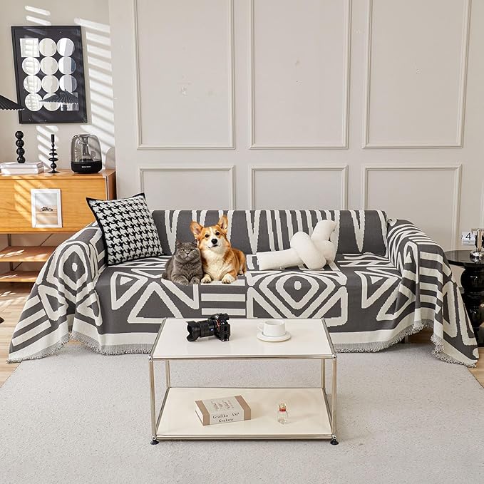 VClife Bohemian Sofa Cover for Dog, Non Slip Couch Covers for 3-4 Cushion Couch by VCLIFE