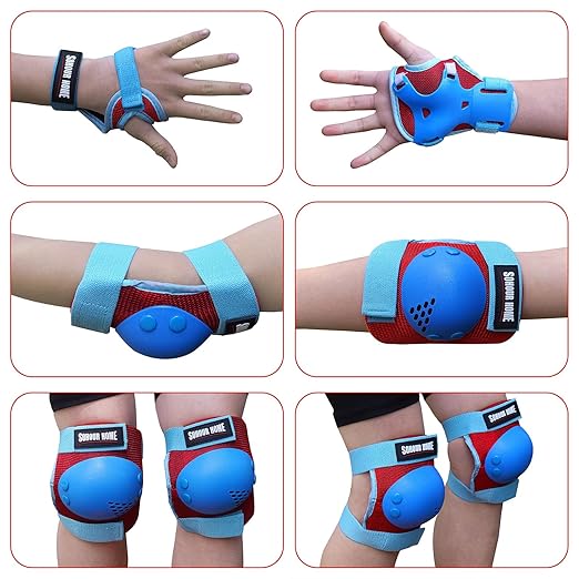 Youth/Kids Knee Pads Elbow Pads Wrist Guards Protective Gear Set for 3-15 Years Child Roller Skates, Skateboard, Cycling, Inline Skating, BMX Bike, Balance Bike, Scooter Riding and Other Outdoor Sports