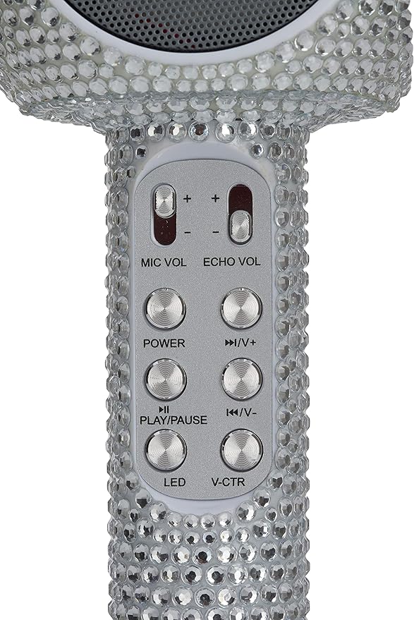 Sing-Along Bling Bluetooth Karaoke Microphone and Bluetooth Stereo Speaker All-in-One (Silver Bling)