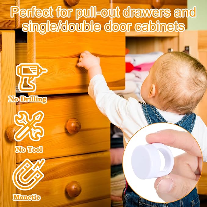 Kingdder 8 Sets Magnetic Cabinet Locks Keys Baby Proofing Child Safety Magnet Drawer Replacement Keys Universal Magnetic Key for Drawers and Cabinets (Locks Not Included)