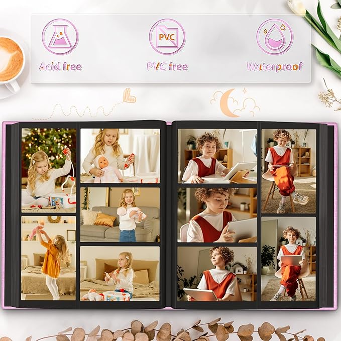 Popotop Photo Album 4x6 1000 Pockets for Wedding Gifts,Linen Hardcover Picture Albums for Family Anniversary Baby Vacation Pictures