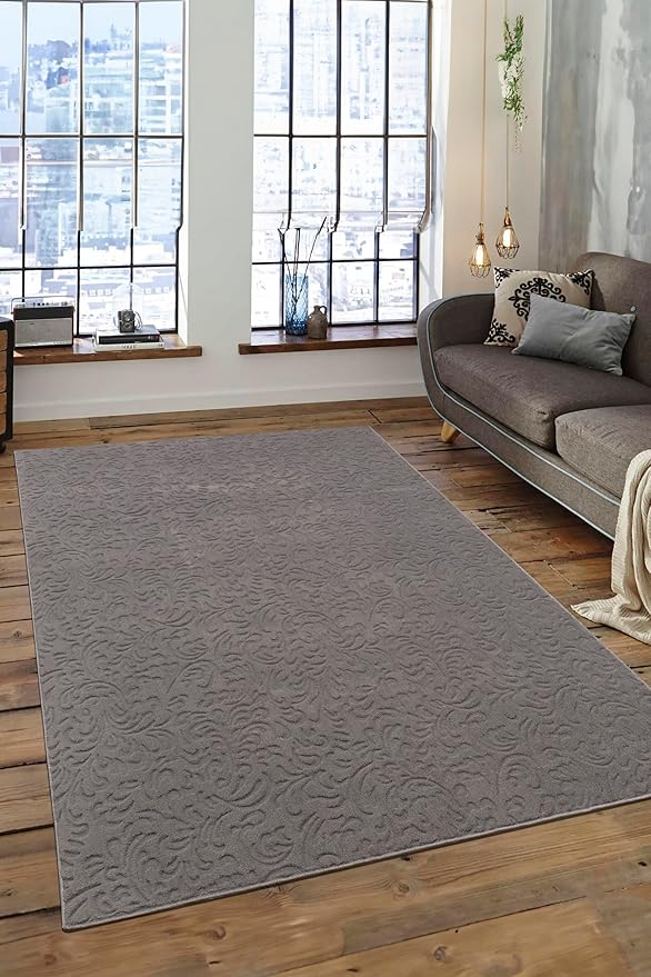 Non-Slip Washable 5x7 Area Rugs for Living Room Bedroom, Ultra Soft Bedside Rug, Indoor Floor Carpet for Kids Girls and Boys, Dorms, Nursery Rooms, Non-Skid Area Rug, Flower Grey, 5' x 7'