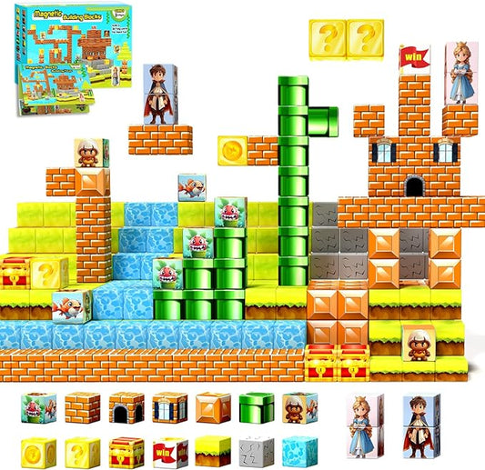Magnetic Blocks- Magnetic Building Blocks Magnet Cube Toys Stacking, Build Forest Toys & Games Set, STEM Sensory Play, Birthday Giftsfor Kids Boys Girls Age 3 4 5 6 7 8 9 10 (54pcs 1inch)