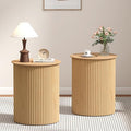 AVZEAR Small Round Side Table Fluted Night Stand Set of 2, Modern Boho End Table by AVZEAR