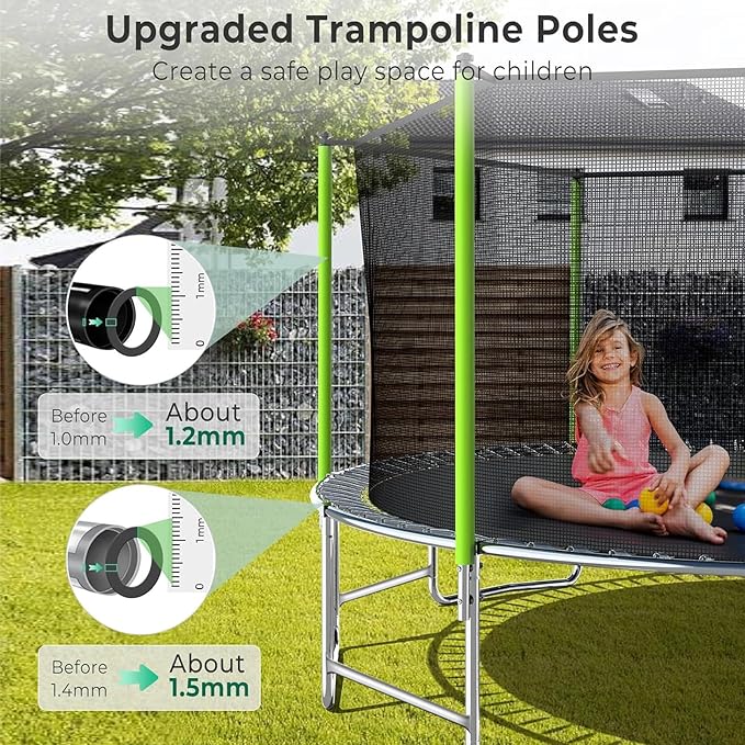 Upgraded 16FT 15FT 14FT 12FT 10FT 8FT Trampoline Outdoor with Basketball Hoop and Net, Capacity for 4-6 Kids and Adults