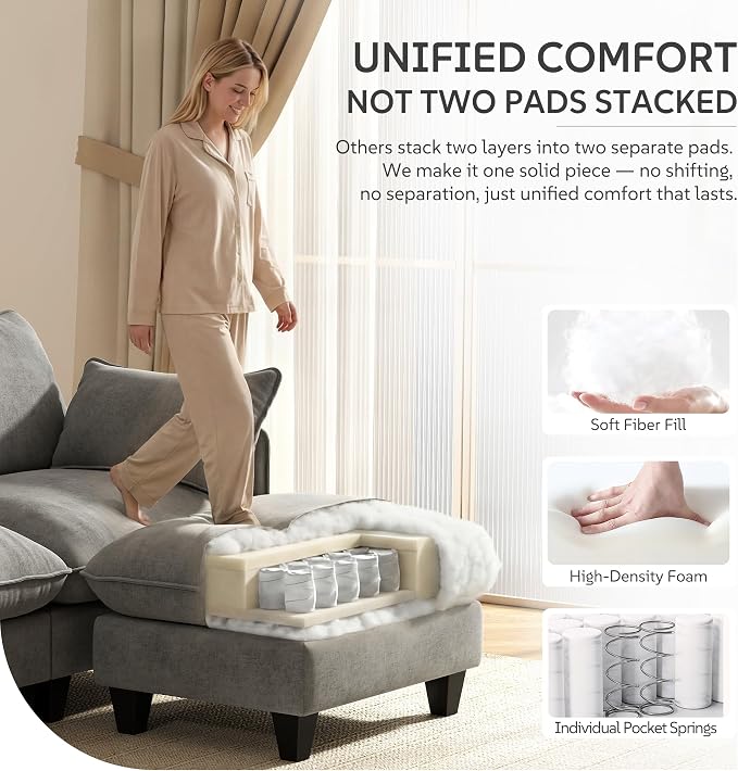 Ihanherry 139" U-Shaped Modular Sectional Couch, Oversized Cloud Sofa - Image 4